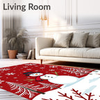 Whimsical Snowman Snowflake Pattern Rug