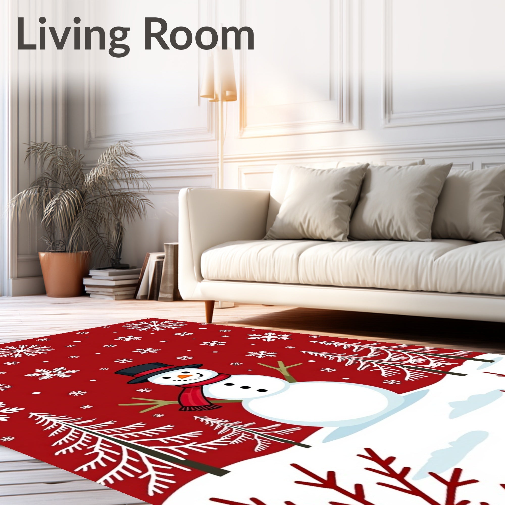 Whimsical Snowman Snowflake Pattern Rug