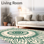Green Sunburst Mandala Pattern Rug