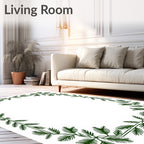 Green Pine Branch Elegant Border Rug