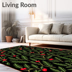 Black Evergreen Holly Berry Garland Rug