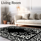 Ornate Scroll Border Pattern Design Rug