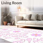 Pastel Pink Floral Abstract Design Rug