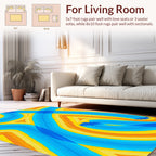 Abstract Swirls Blue Yellow Orange Design Rug