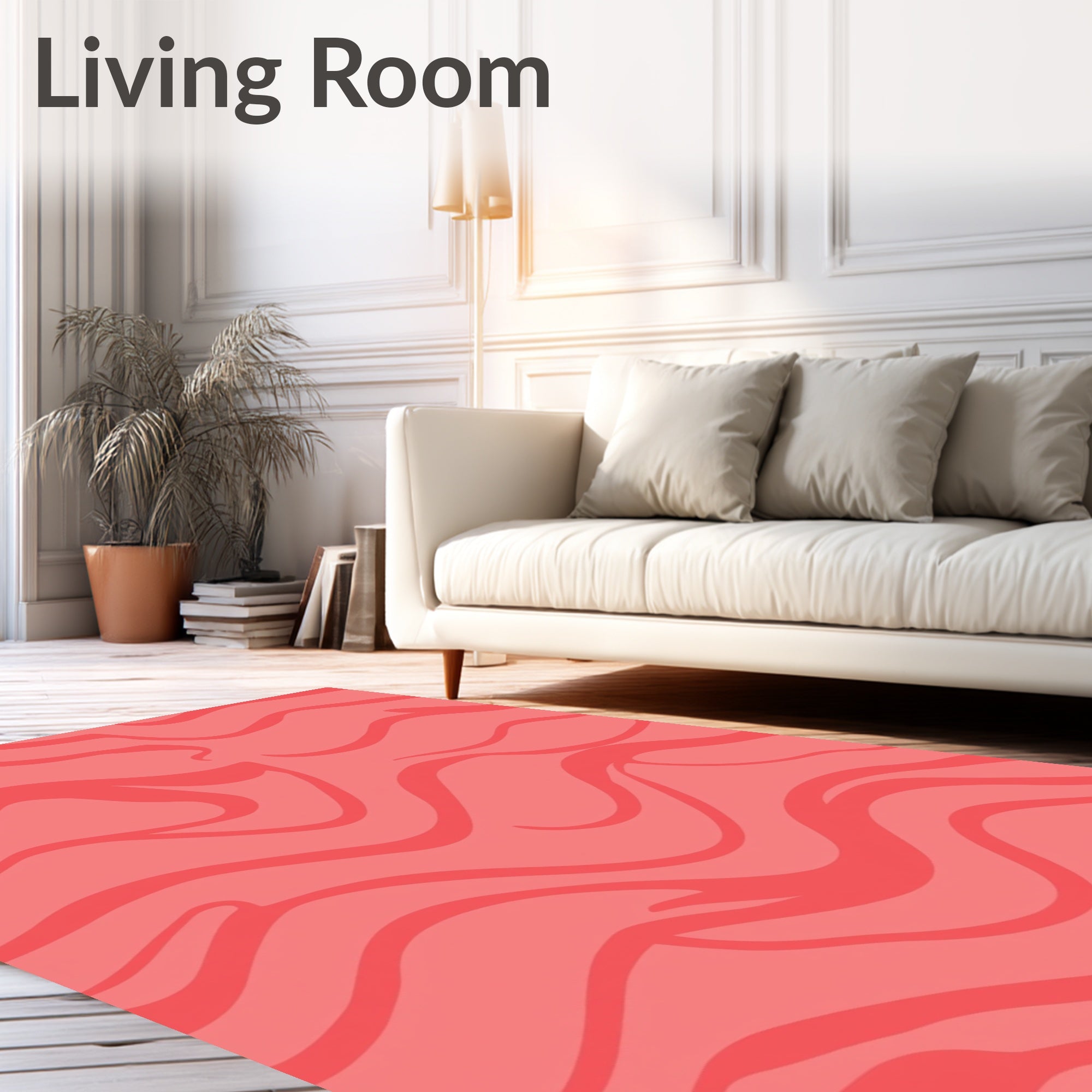 Coral Waves Abstract Pattern Rug