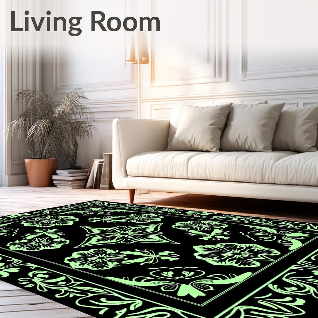 Art Nouveau Floral Border Design Rug