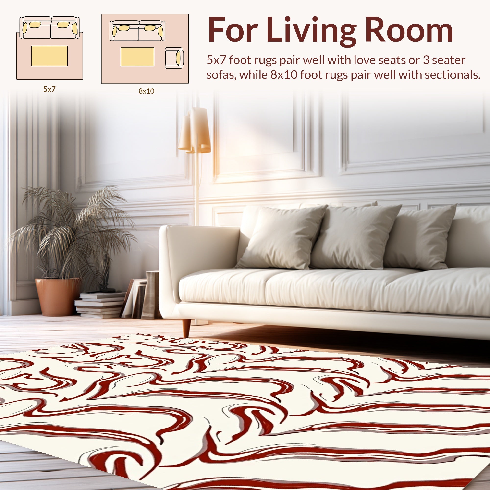 Abstract Red Swirl Pattern Rug