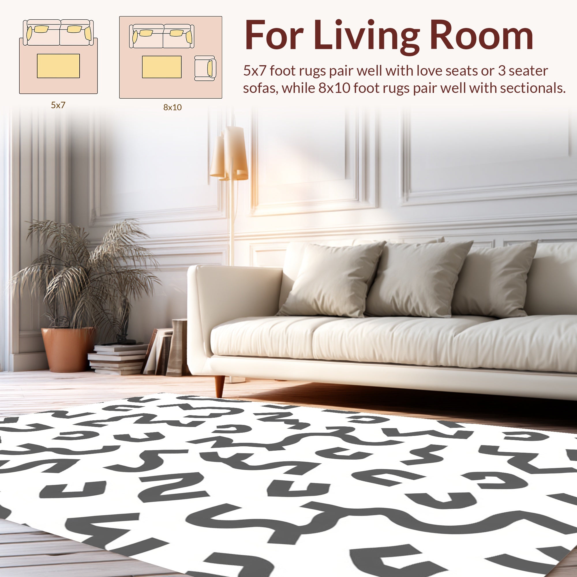 Monochromatic Abstract Cutout Shapes Rug