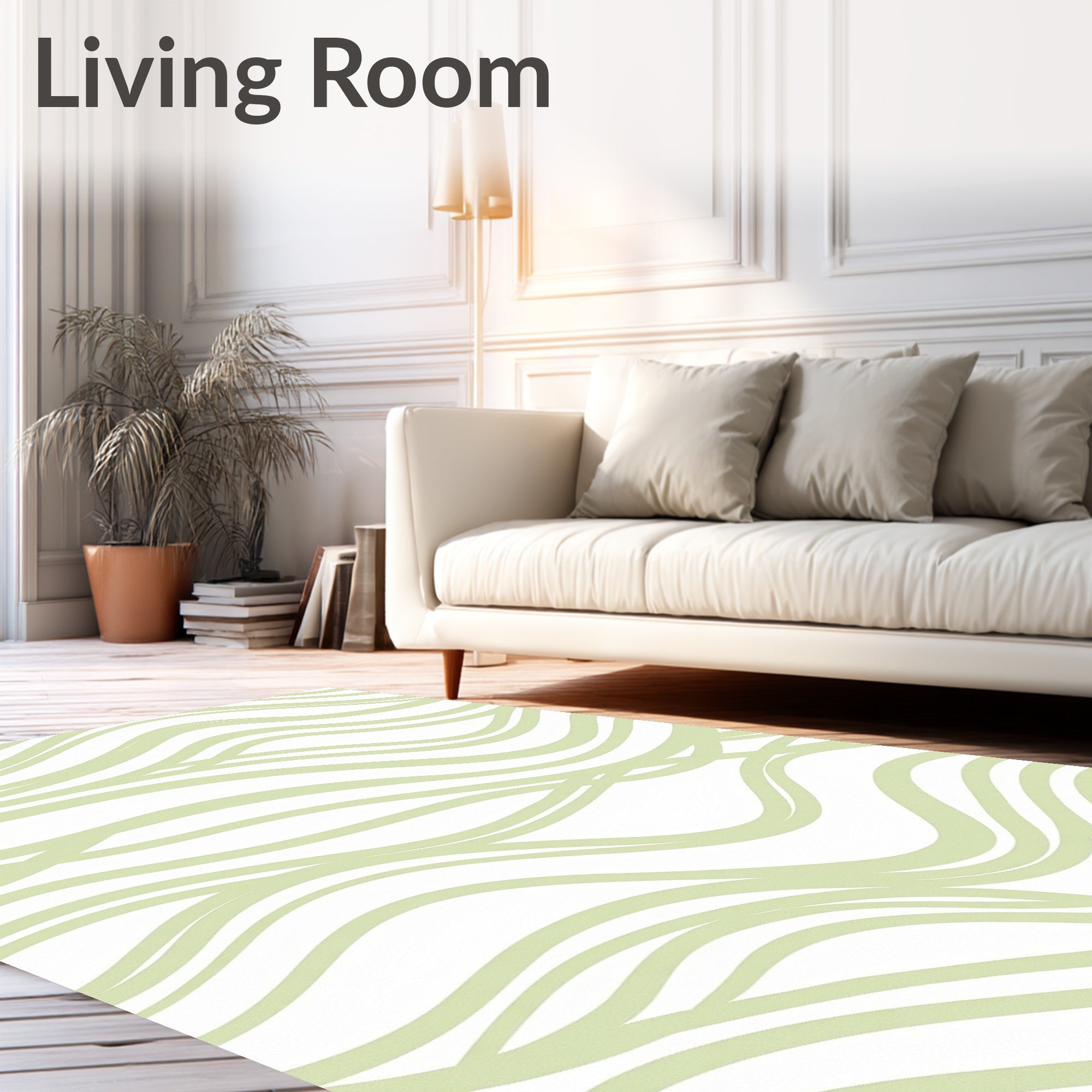 Serene Green Wavy Pattern Rug