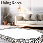 Ornate Swirl Border and Corner Design Rug