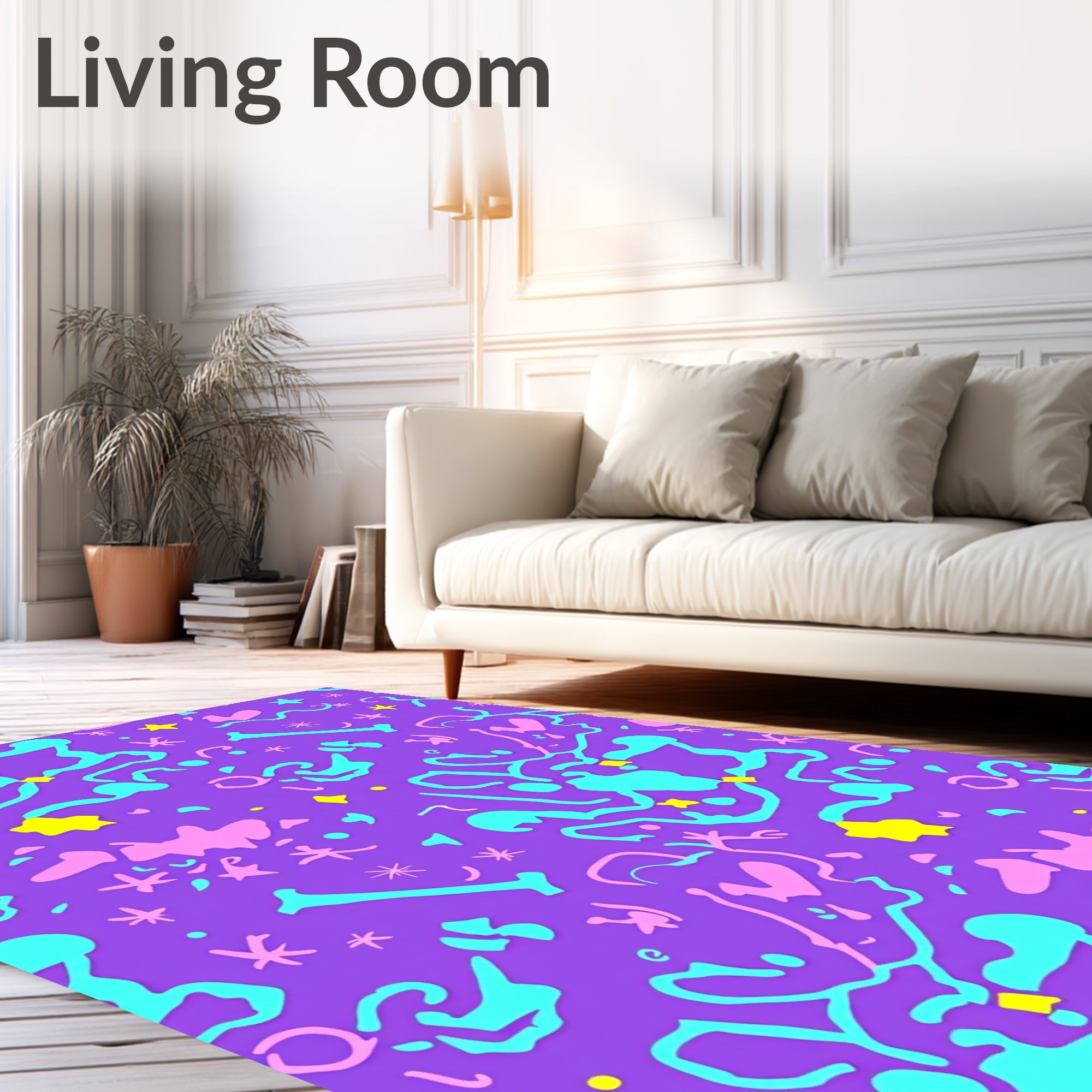 Playful Purple Splash Abstract Design Rug
