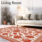 Vibrant Red Floral Medallion Border Rug