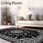 Black White Intricate Mandala Folk Rug