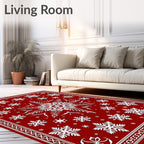 Classic Red Snowflake Pattern Design Rug