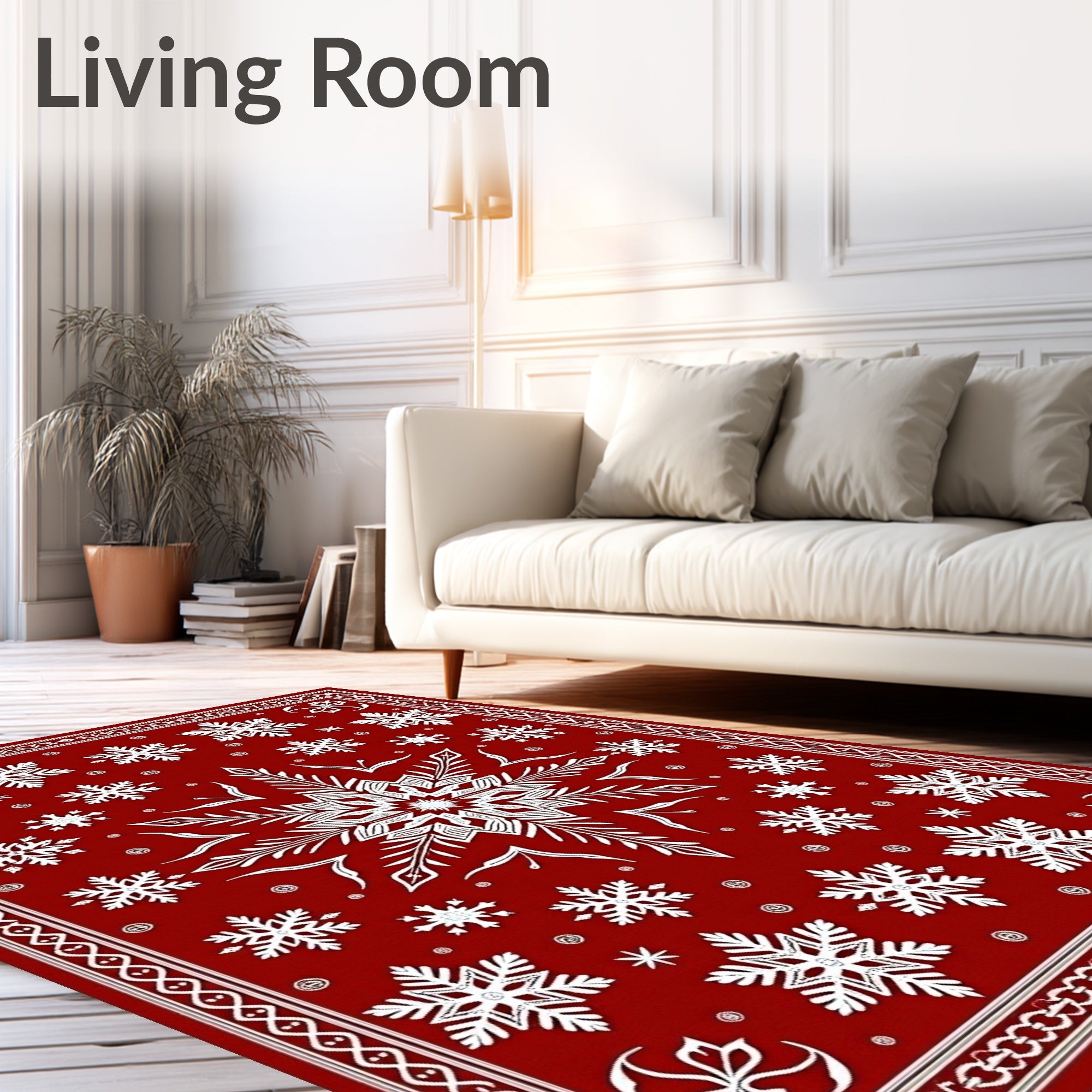 Classic Red Snowflake Pattern Design Rug