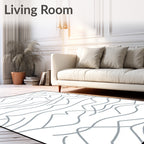Abstract Grey Wavy Landscape Pattern Rug