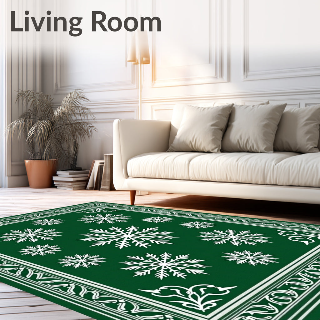Green Snowflake Pattern Rug