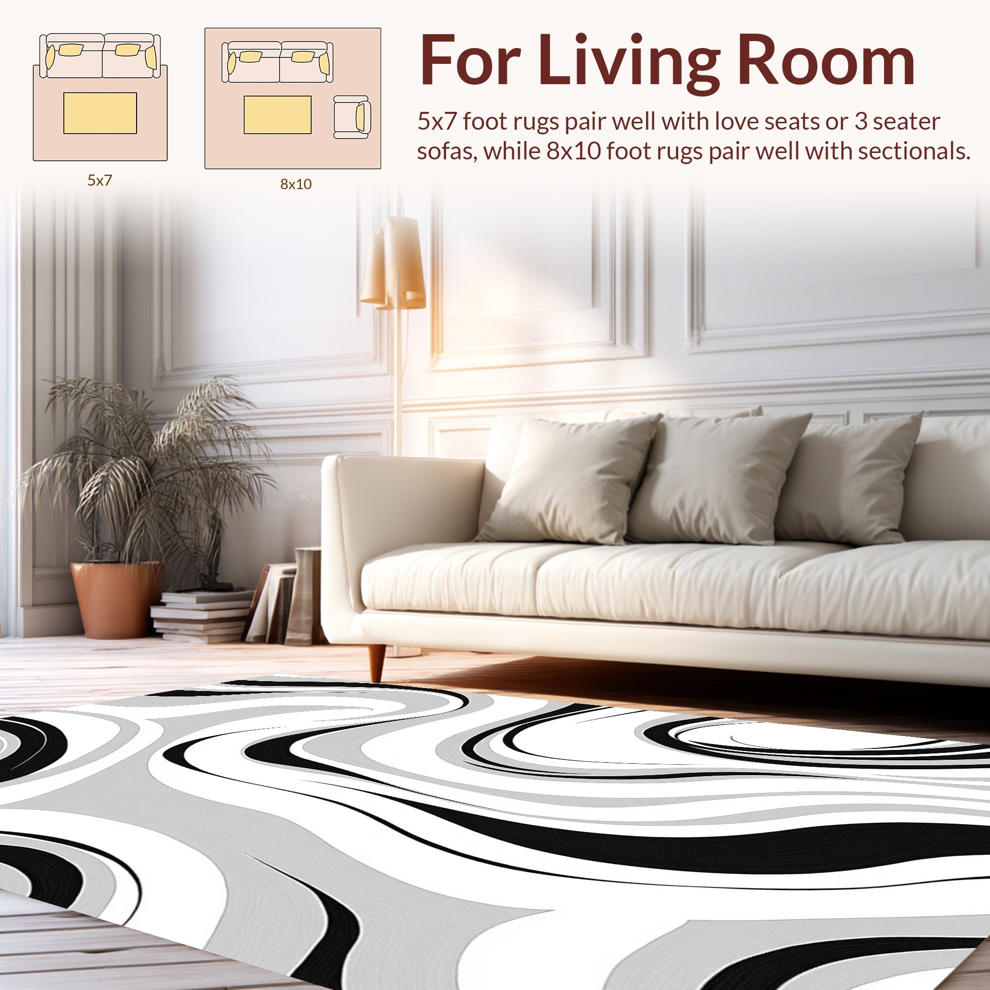 Fluid Swirl Mono Pattern Rug
