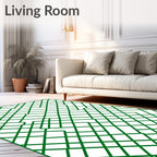 Green Intersecting Line Pattern Design Rug