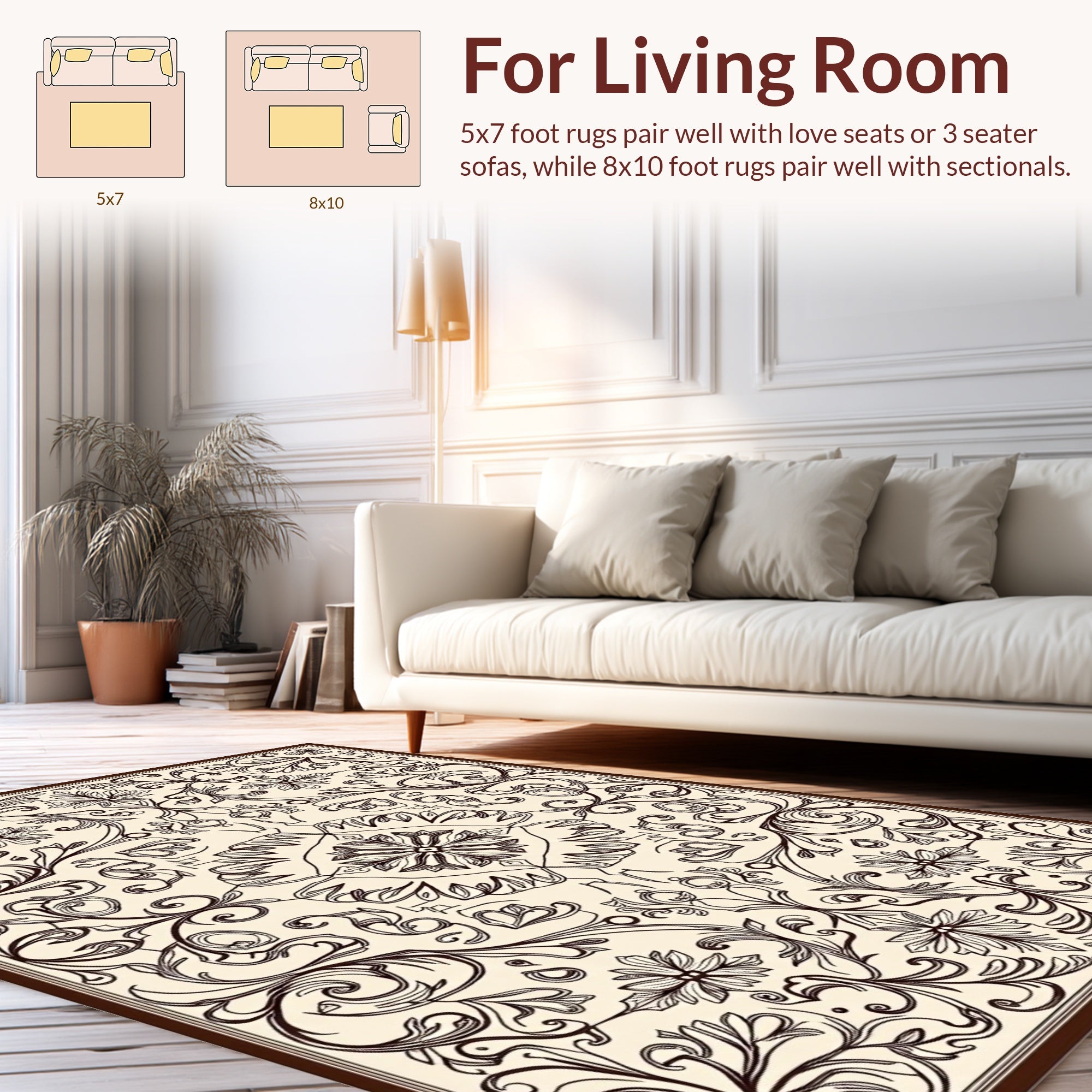 Vintage Floral Scrollwork Pattern Design Rug