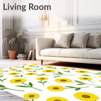 Yellow Daisy Floral Pattern Rug
