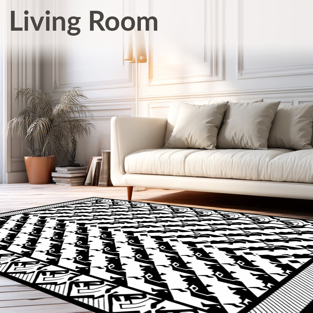 Graphic Arrowhead and Border Design Rug