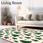 Festive Trees Snowflakes Pattern Rug