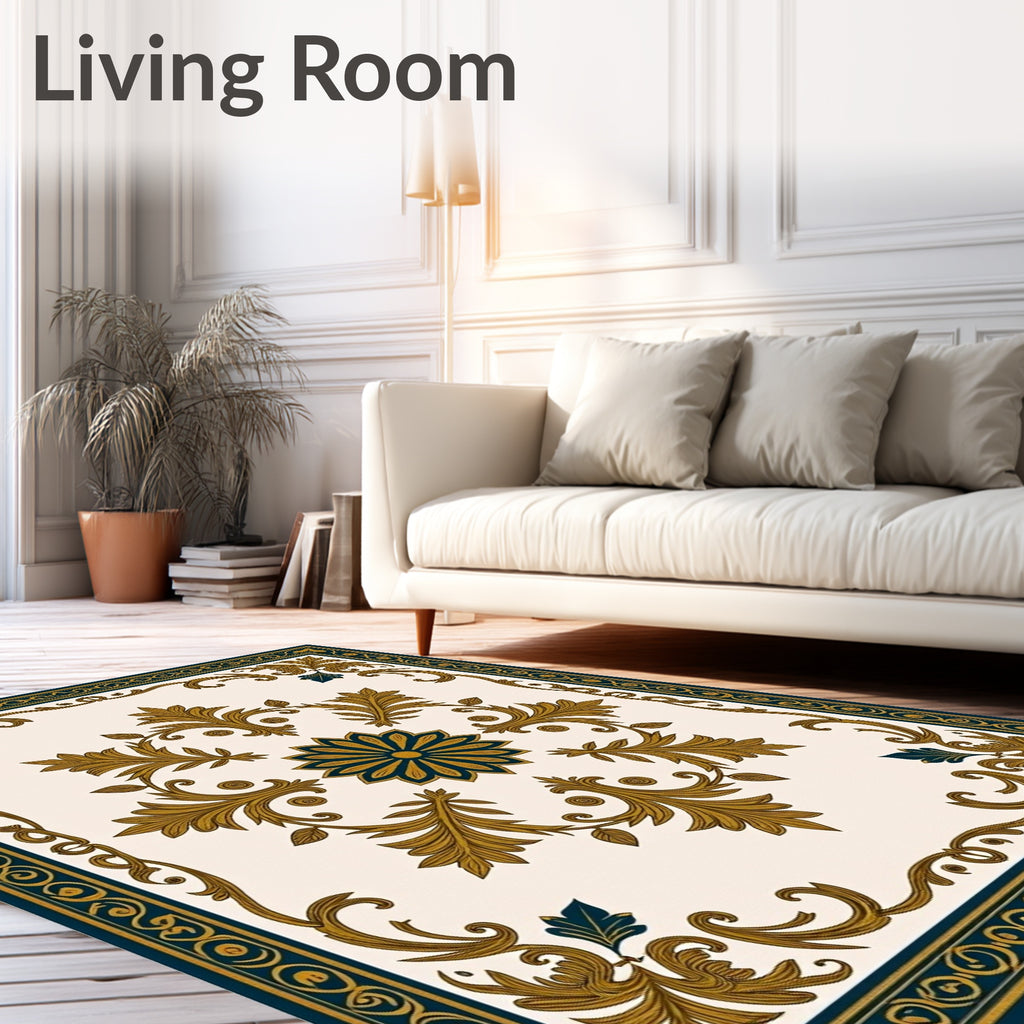 Grandeur Leaf Scroll Pattern Rug