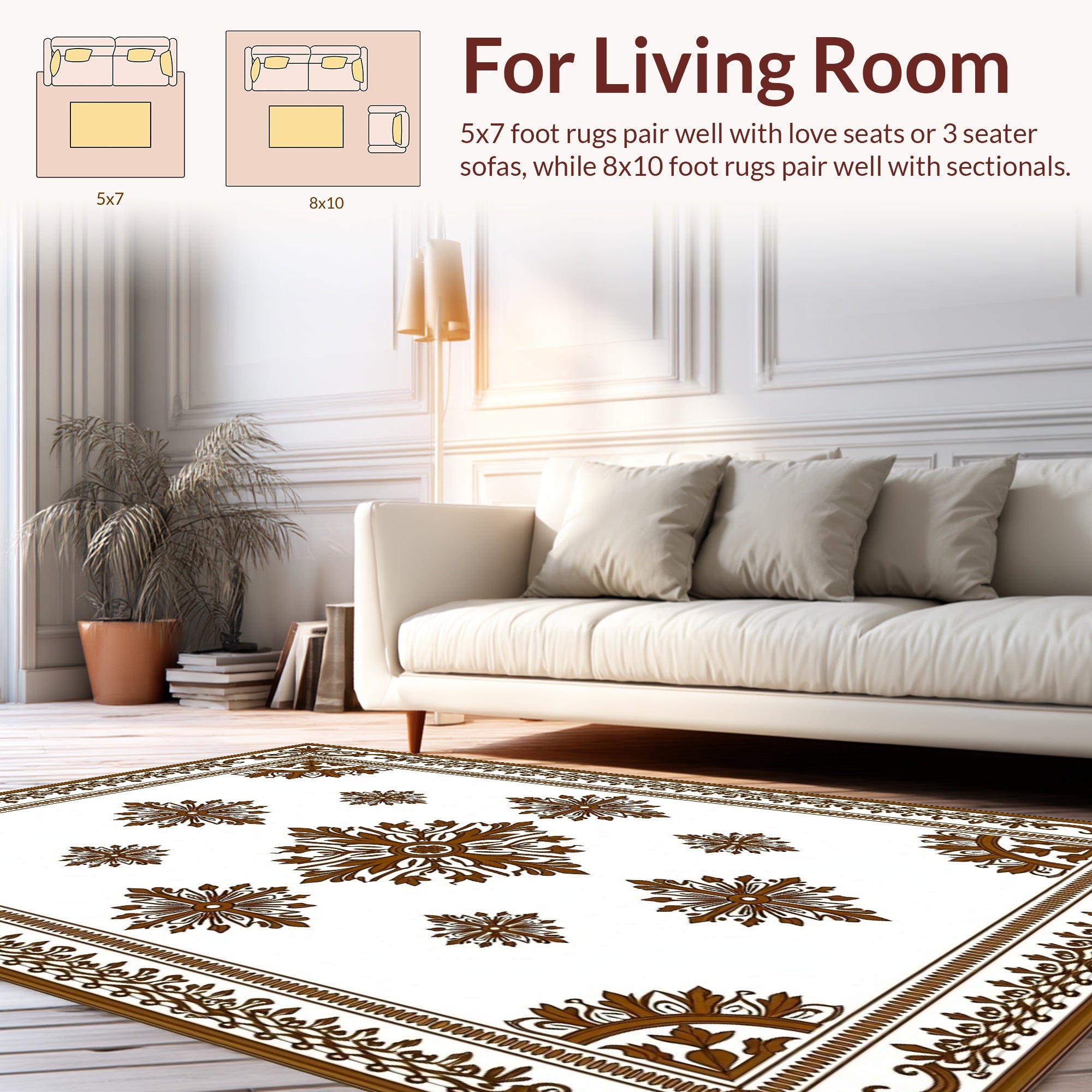 Brown Floral Medallion Classic Rug