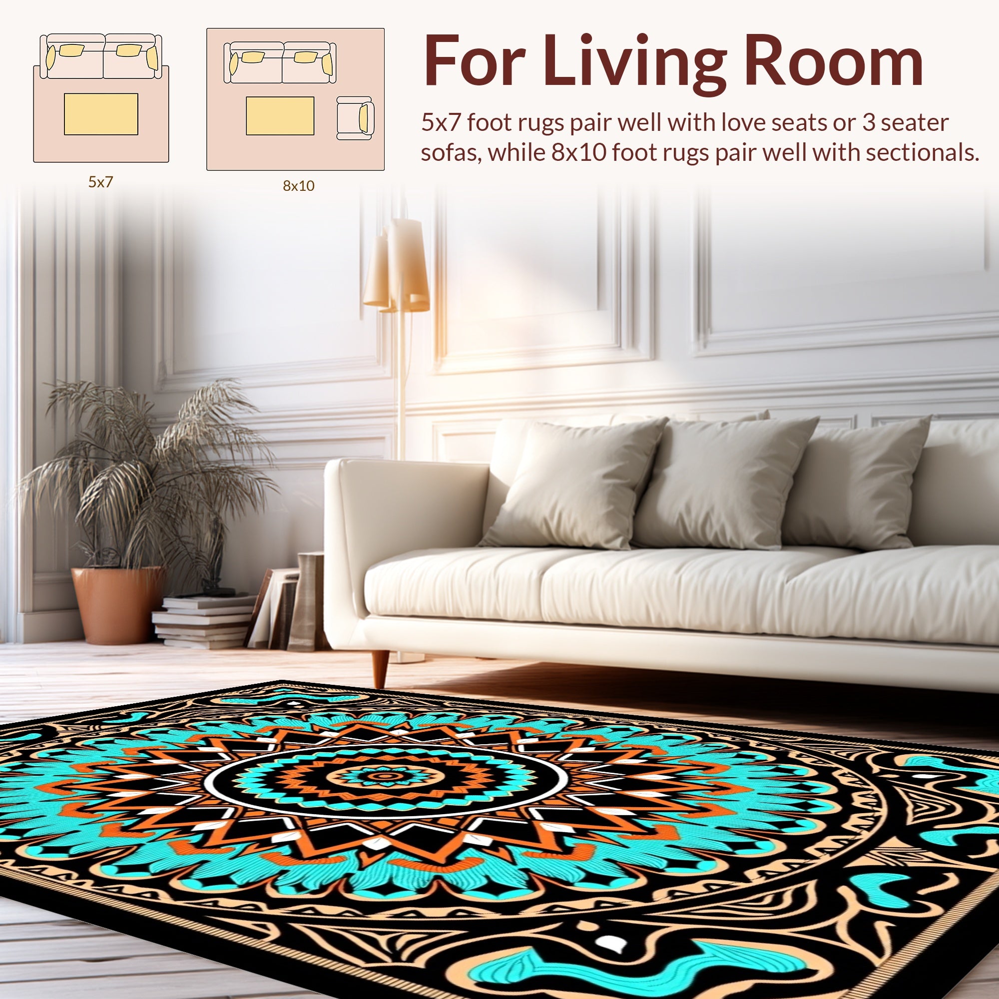 Vibrant Geometric mandala Pattern Rug