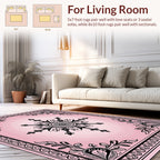 Ornate Floral Scroll Border Design Rug