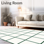 White And Green Grid Pattern Rug