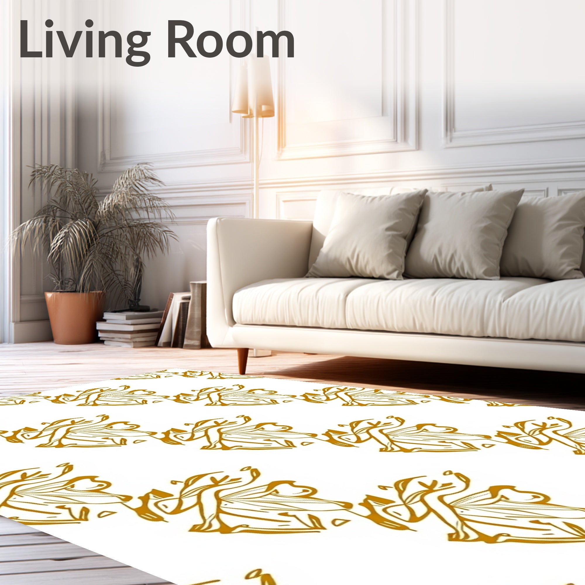 Amber Swirling Leaves Pattern Rug