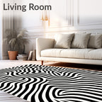 Black White Abstract Zebra Stripes Rug