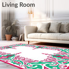 Ornate Floral Swirl Frame Design Rug