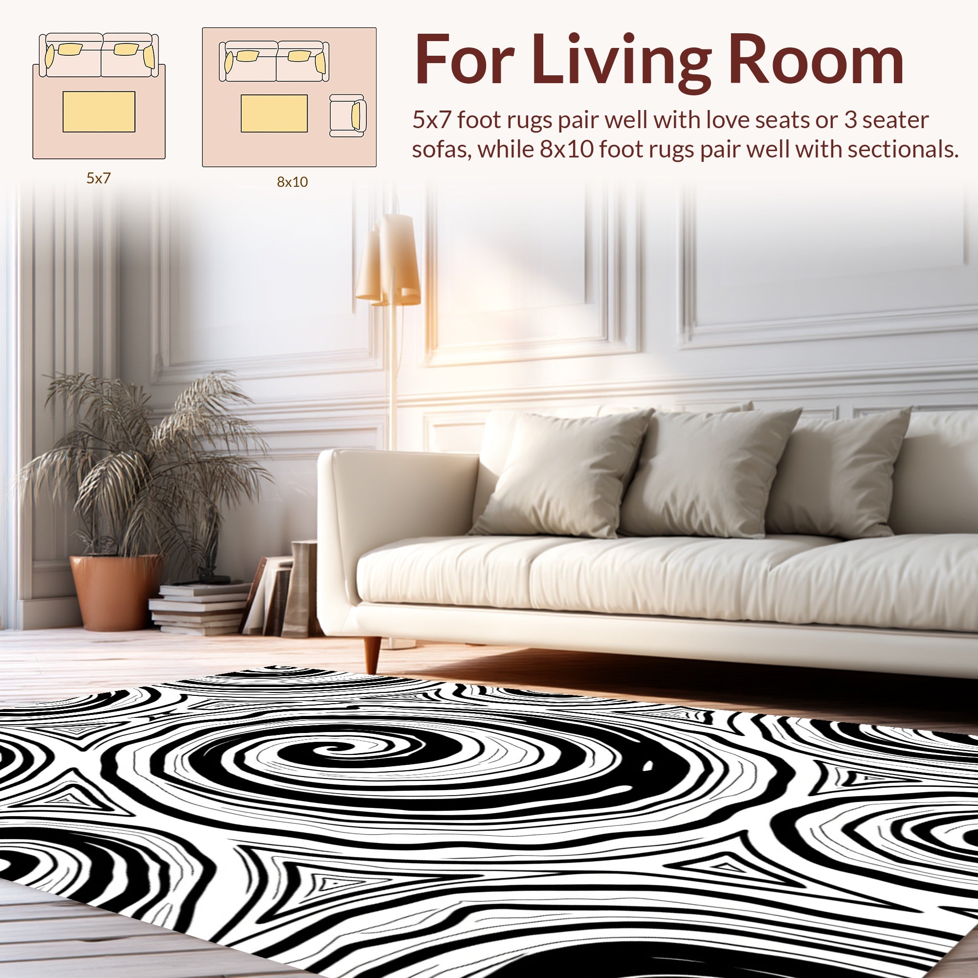Abstract Swirl Triangle Pattern Rug