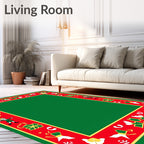 Jolly Elf Red Green Holly Border Rug