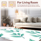 Mint Green Leaf Patterned Design Rug
