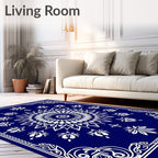 Mandala Floral Deep Blue Ornamental Design Rug