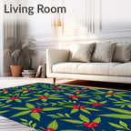 Crimson Berry Green Leaf Scatter Rug