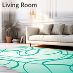 Teal Swirl Abstract Scenic Rug