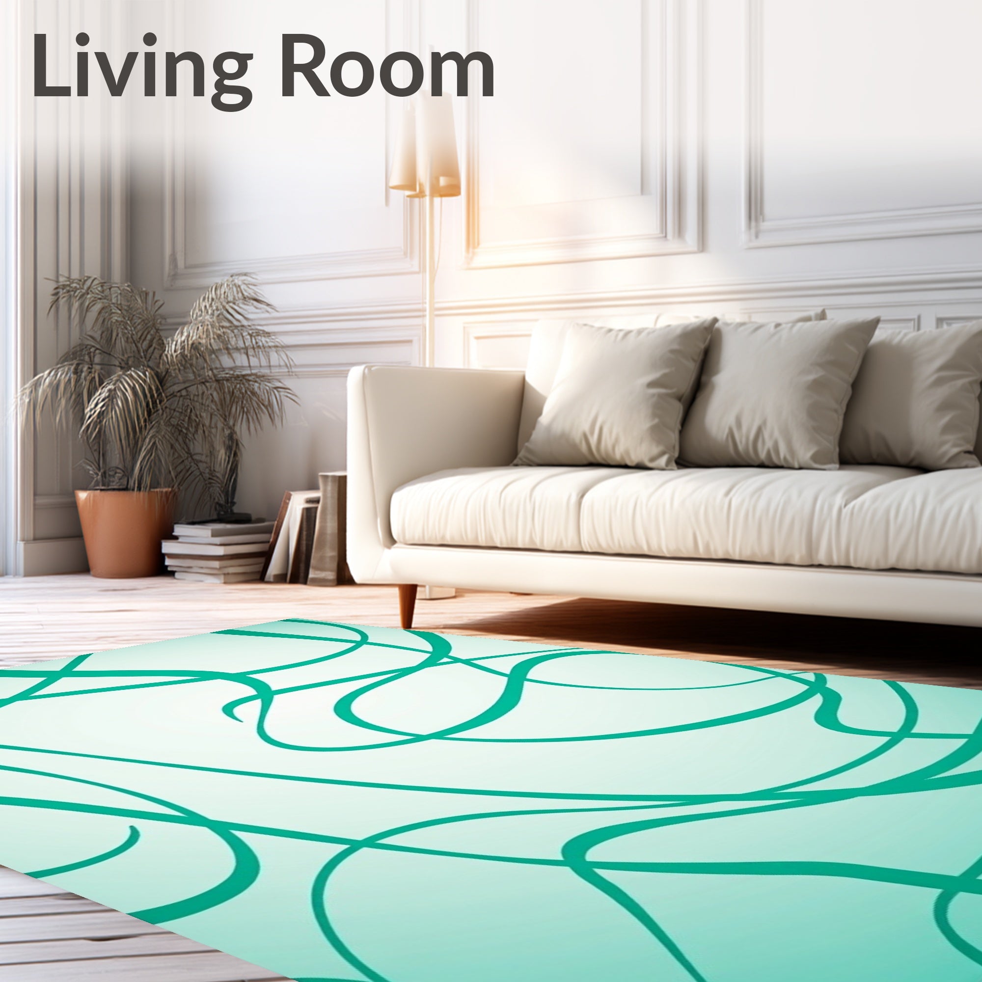 Teal Swirl Abstract Scenic Rug