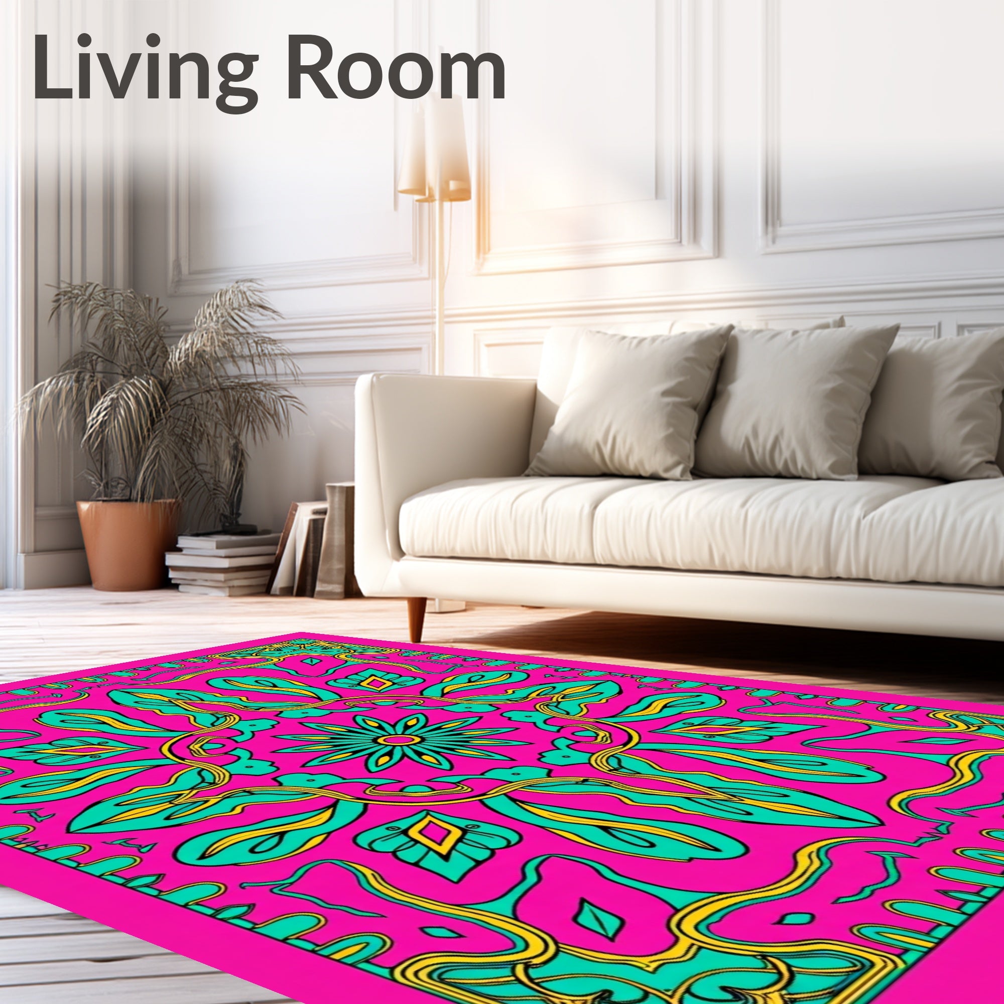 Vibrant Floral Symmetry Pattern Rug