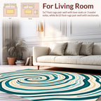 Teal Cream Swirl Pattern Rug