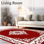 Red Cream Ornate Mandala Pattern Design Rug