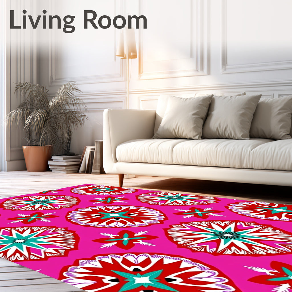 Bold Floral Sunburst Pattern Rug