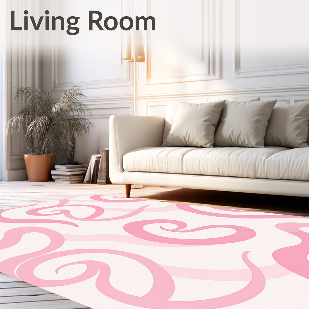 Pink Swirl Abstract Pattern Rug