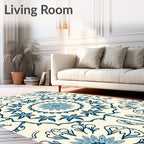 Pale Blue Floral Mandala Medallion Rug