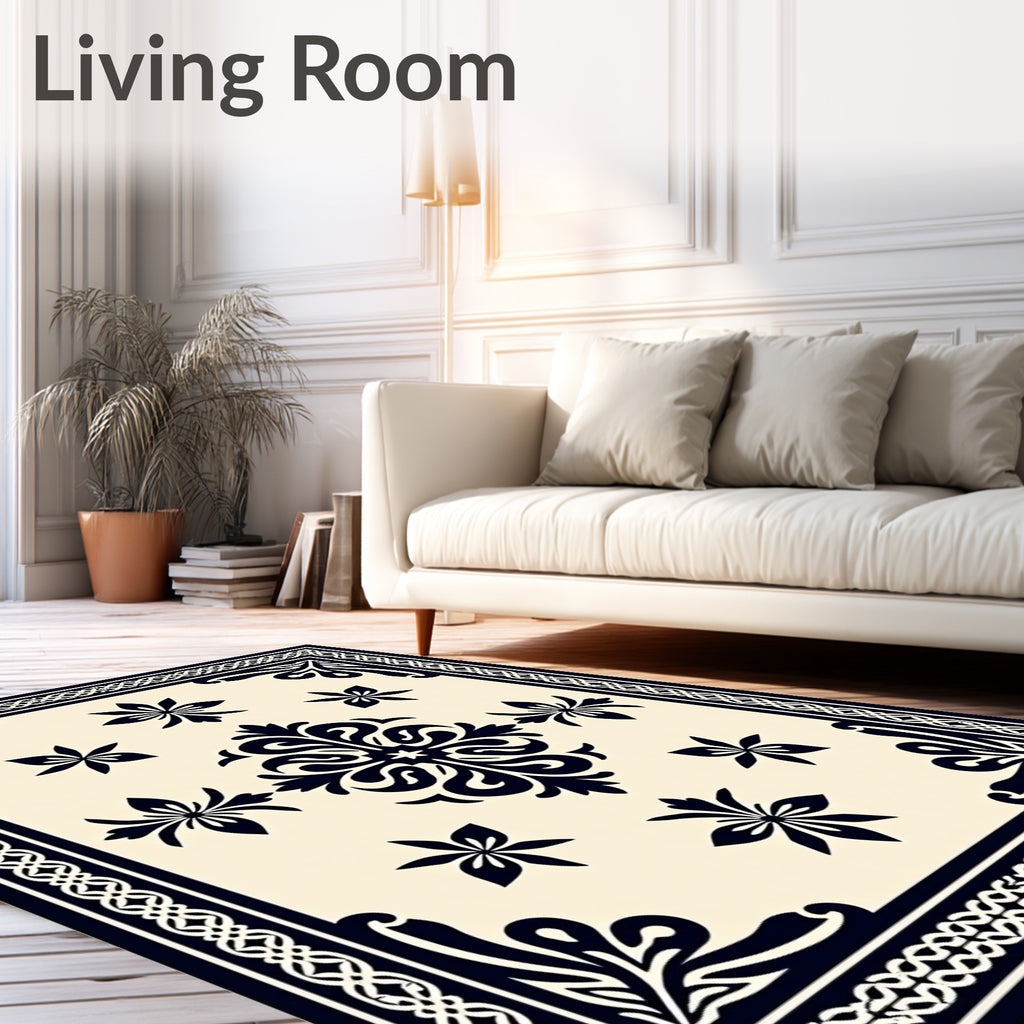 Classic Floral Medallion Border Pattern Rug