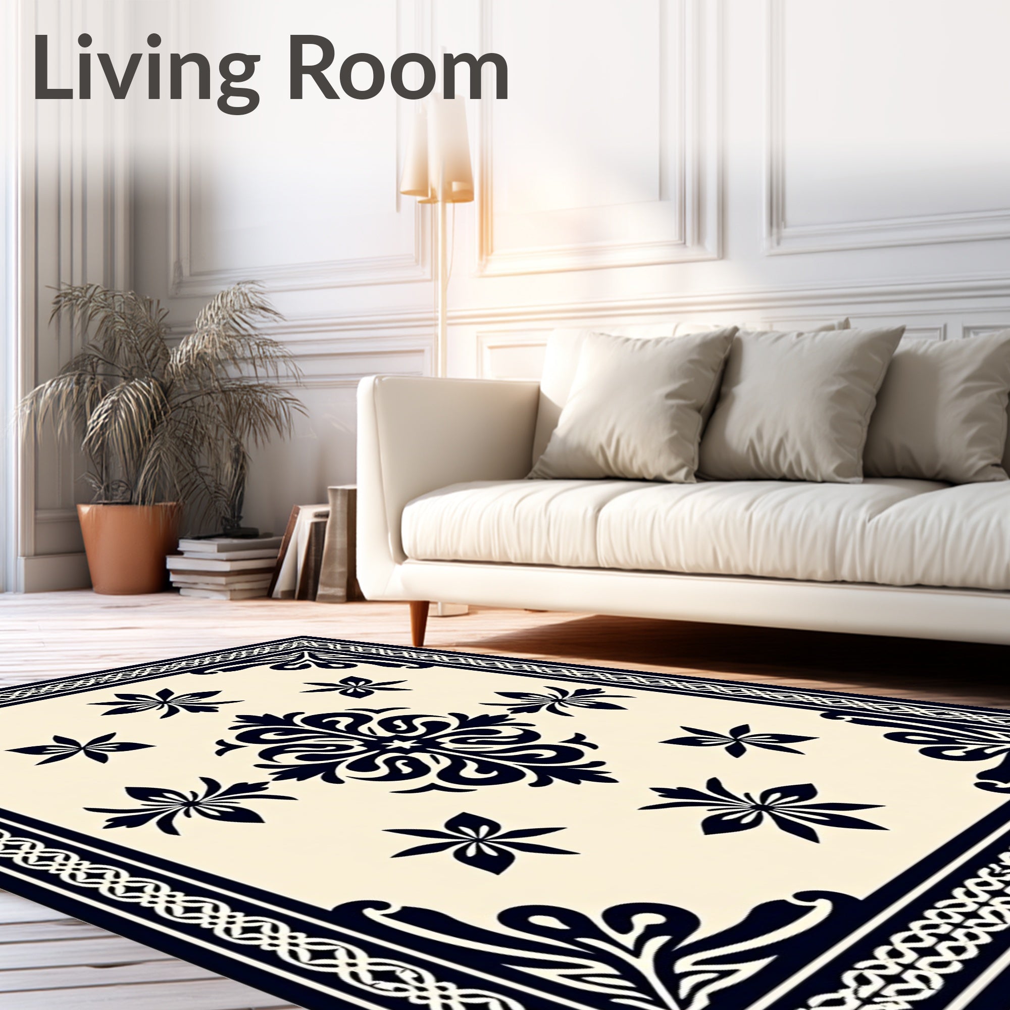 Classic Floral Medallion Border Pattern Rug